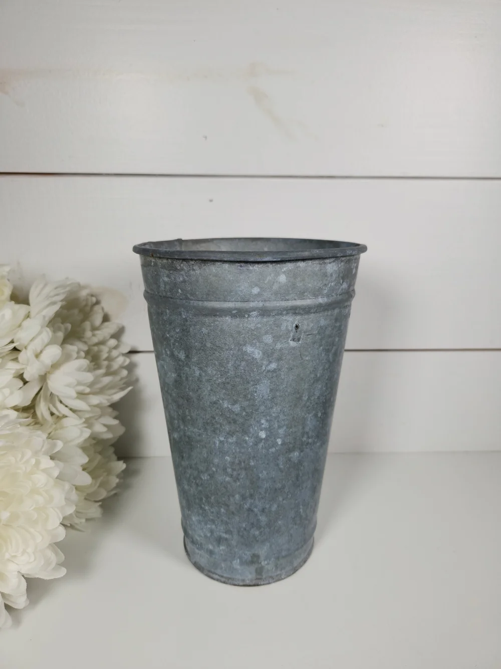 Vintage Galvanized Metal French Style Floral Basket | Flower Market Basket